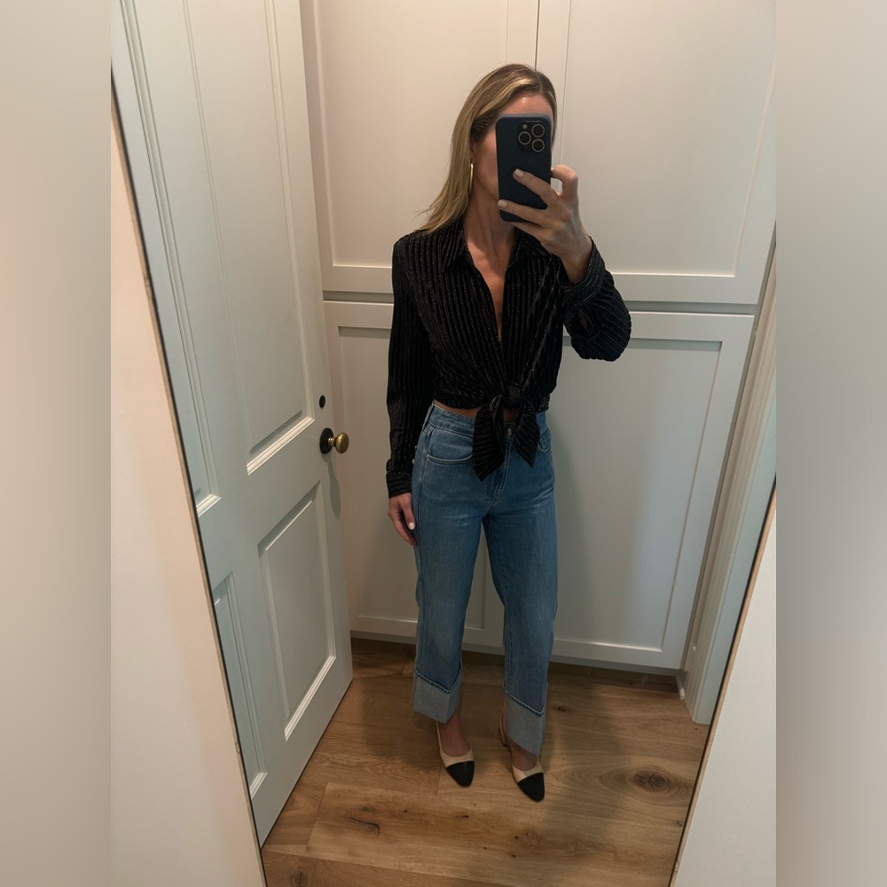 L’AGENCE Black Button Up Blouse